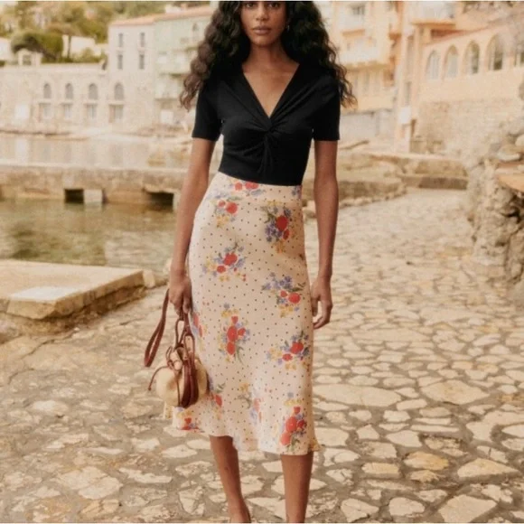 Sezane Sandy midi skirt in color Poppy 38 - Picture 1 of 7